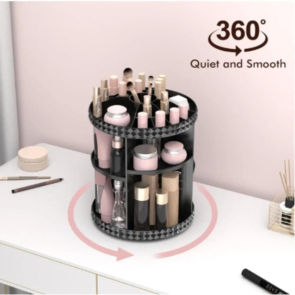 2 Tiers - 360° Turntable Makeup Organizer - Lazy Susan Cosmetics Storage